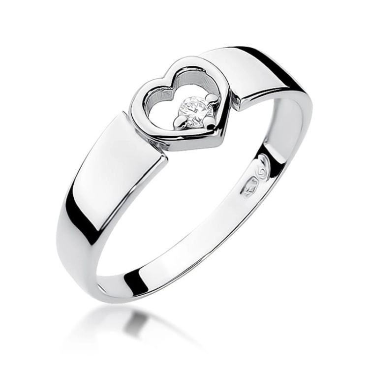 Pierścionek zaręczynowy z białego złota z diamentem 0,04ct Fire Of Love