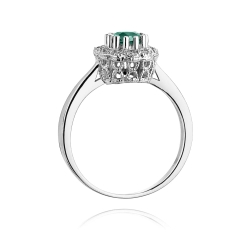 Pierścionek zaręczynowy z białego złota z szmaragdem i diamentami 0,17ct Fire Of Love