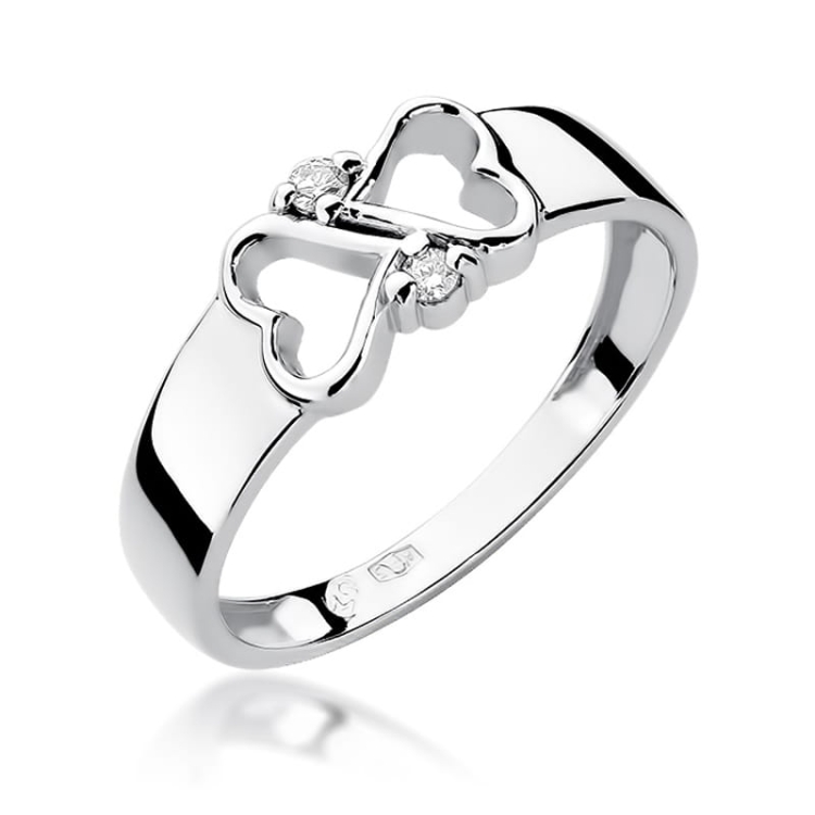Pierścionek zaręczynowy z białego złota z diamentami 0,04ct Fire Of Love