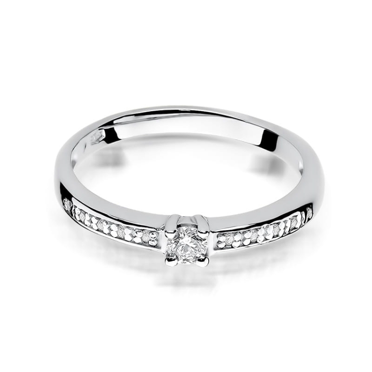 Pierścionek zaręczynowy z białego złota z diamentami 0,13ct Fire Of Love