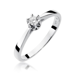 Pierścionek zaręczynowy z białego złota z diamentem 0,12ct Fire Of Love