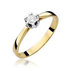 Pierścionek zaręczynowy z żółtego złota z brylantem 0,12ct Fire Of Love