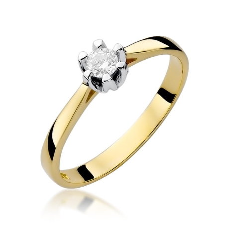 Przejdź do produktu Pierścionek zaręczynowy z żółtego złota z brylantem 0,12ct Fire Of Love 