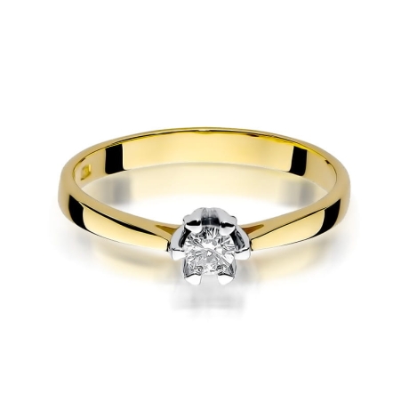 Przejdź do produktu Pierścionek zaręczynowy z żółtego złota z brylantem 0,12ct Fire Of Love 