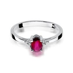 Pierścionek zaręczynowy z białego złota z rubinem i diamentami 0,05ct Fire Of Love