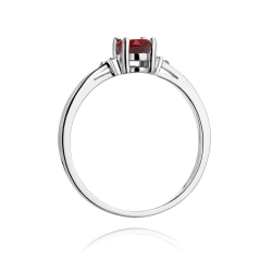 Pierścionek zaręczynowy z białego złota z rubinem i diamentami 0,05ct Fire Of Love