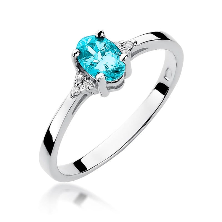 Pierścionek zaręczynowy z białego złota z topazem i diamentami 0,05ct Fire Of Love