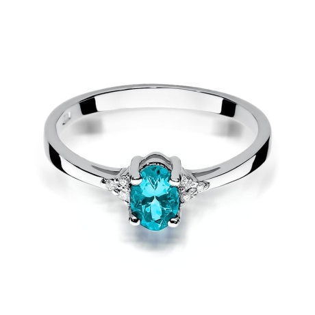 Przejdź do produktu Pierścionek zaręczynowy z białego złota z topazem i diamentami 0,05ct Fire Of Love