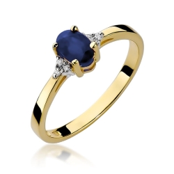 Pierścionek zaręczynowy z żółtego złota z szafirem i diamentami 0,05ct Fire Of Love
