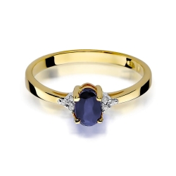Pierścionek zaręczynowy z żółtego złota z szafirem i diamentami 0,05ct Fire Of Love