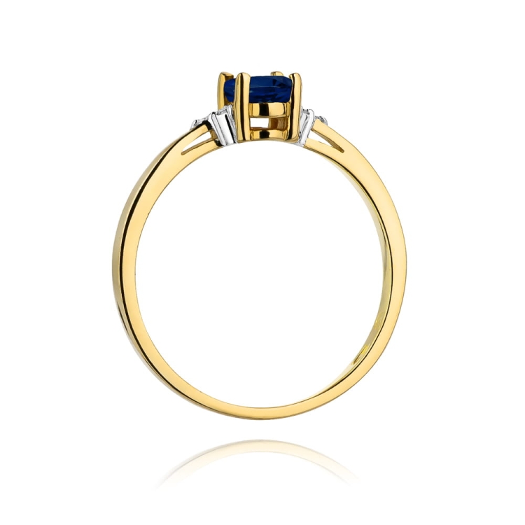 Pierścionek zaręczynowy z żółtego złota z szafirem i diamentami 0,05ct Fire Of Love