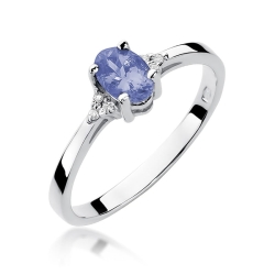 Pierścionek zaręczynowy z białego złota z tanzanitem i diamentami 0,05ct Fire Of Love