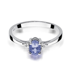 Pierścionek zaręczynowy z białego złota z tanzanitem i diamentami 0,05ct Fire Of Love