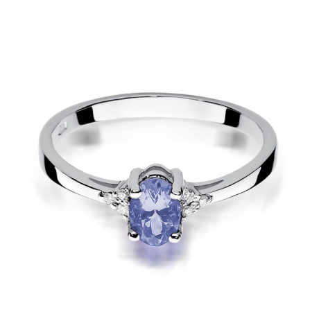 Przejdź do produktu Pierścionek zaręczynowy z białego złota z tanzanitem i diamentami 0,05ct Fire Of Love 