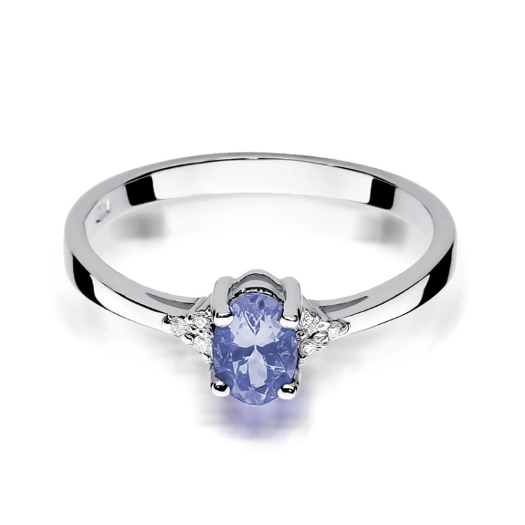 Pierścionek zaręczynowy z białego złota z tanzanitem i diamentami 0,05ct Fire Of Love