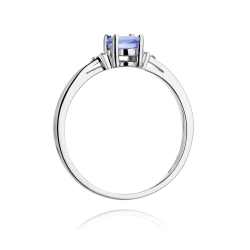 Pierścionek zaręczynowy z białego złota z tanzanitem i diamentami 0,05ct Fire Of Love