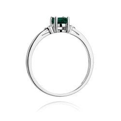 Pierścionek zaręczynowy z białego złota z szmaragdem i diamentami 0,05ct Fire Of Love