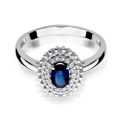 Pierścionek zaręczynowy z białego złota z szafirem i diamentami 0,19ct Fire Of Love