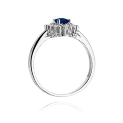 Pierścionek zaręczynowy z białego złota z szafirem i diamentami 0,19ct Fire Of Love