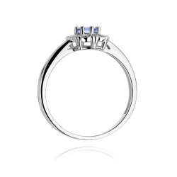 Pierścionek zaręczynowy z białego złota z tanzanitem i diamentami 0,07ct Fire Of Love