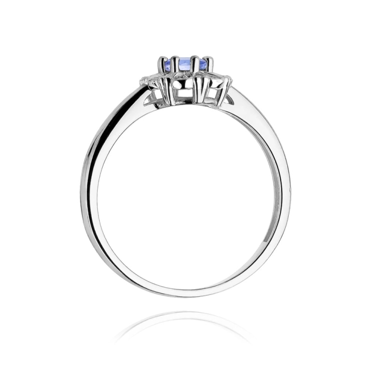 Pierścionek zaręczynowy z białego złota z tanzanitem i diamentami 0,07ct Fire Of Love