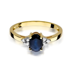 Pierścionek zaręczynowy z żółtego złota z szafirem i diamentami 0,05ct Fire Of Love