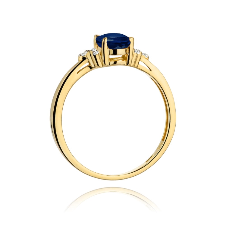 Pierścionek zaręczynowy z żółtego złota z szafirem i diamentami 0,05ct Fire Of Love