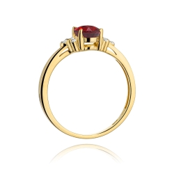 Pierścionek zaręczynowy z żółtego złota z rubinem i diamentami 0,05ct Fire Of Love