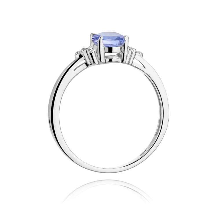 Pierścionek zaręczynowy z białego złota z tanzanitem i diamentami 0,05ct Fire Of Love
