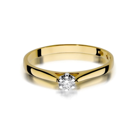 Przejdź do produktu Pierścionek zaręczynowy z żółtego złota z diamentem 0,09ct Fire Of Love 