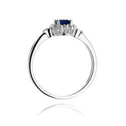 Pierścionek zaręczynowy z białego złota z szafirem i diamentami 0,10ct Fire Of Love