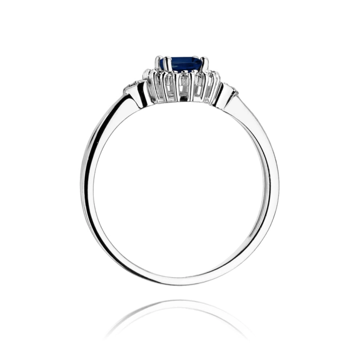 Pierścionek zaręczynowy z białego złota z szafirem i diamentami 0,10ct Fire Of Love