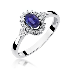 Pierścionek zaręczynowy z białego złota z tanzanitem i diamentami 0,10ct Fire Of Love