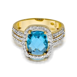 Pierścionek zaręczynowy z żółtego złota z topazem i diamentami 0,31ct Fire Of Love