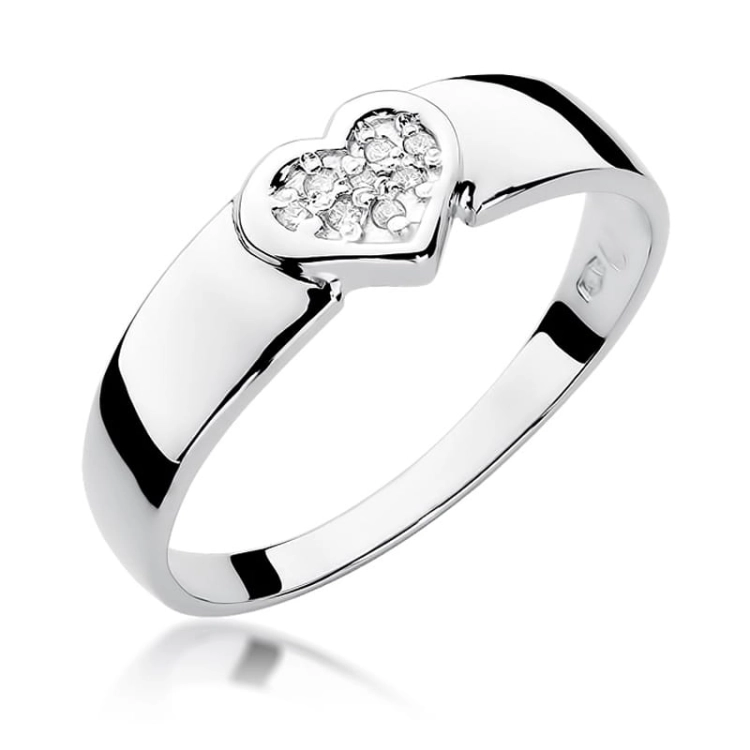 Pierścionek zaręczynowy z białego złota z diamentami 0,04ct Fire Of Love