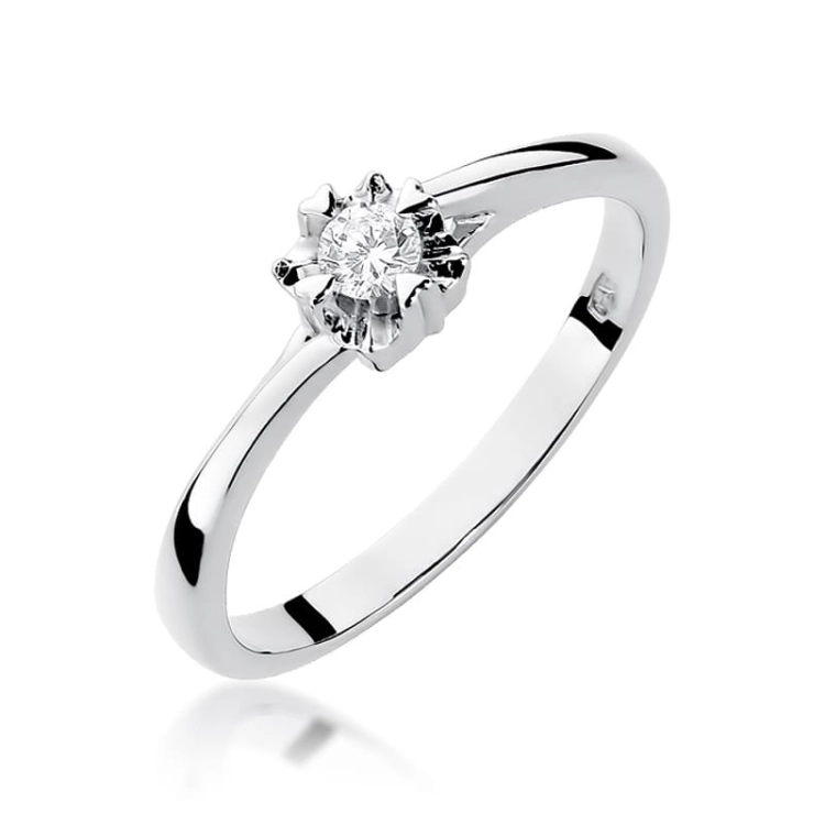 Pierścionek zaręczynowy z białego złota z diamentem 0,10ct Fire Of Love