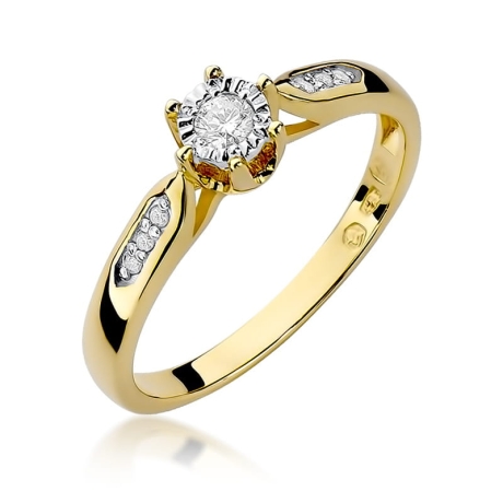 Przejdź do produktu Pierścionek zaręczynowy z żółtego złota z diamentami 0,11ct Fire Of Love