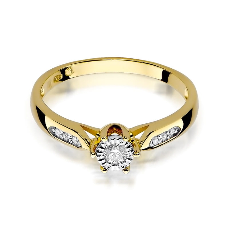 Pierścionek zaręczynowy z żółtego złota z diamentami 0,11ct Fire Of Love