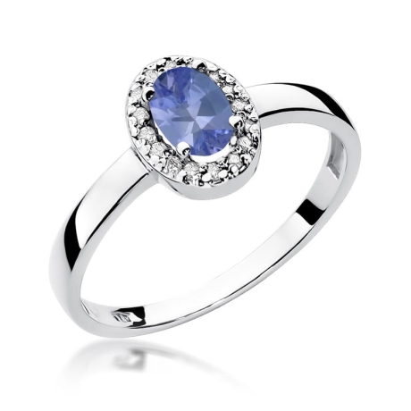 Przejdź do produktu Pierścionek zaręczynowy z białego złota z tanzanitem i diamentami 0,08ct Fire Of Love 