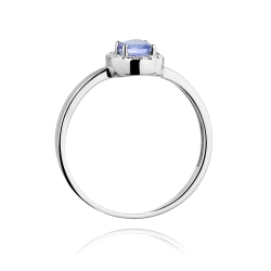 Pierścionek zaręczynowy z białego złota z tanzanitem i diamentami 0,08ct Fire Of Love