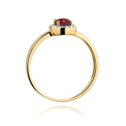 Pierścionek zaręczynowy z żółtego złota z rubinem i diamentami 0,08ct Fire Of Love