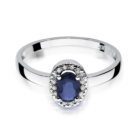 Przejdź do produktu Pierścionek zaręczynowy z białego złota z szafirem i diamentami 0,08ct Fire Of Love
