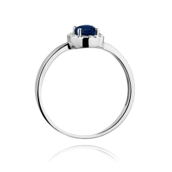 Pierścionek zaręczynowy z białego złota z szafirem i diamentami 0,08ct Fire Of Love