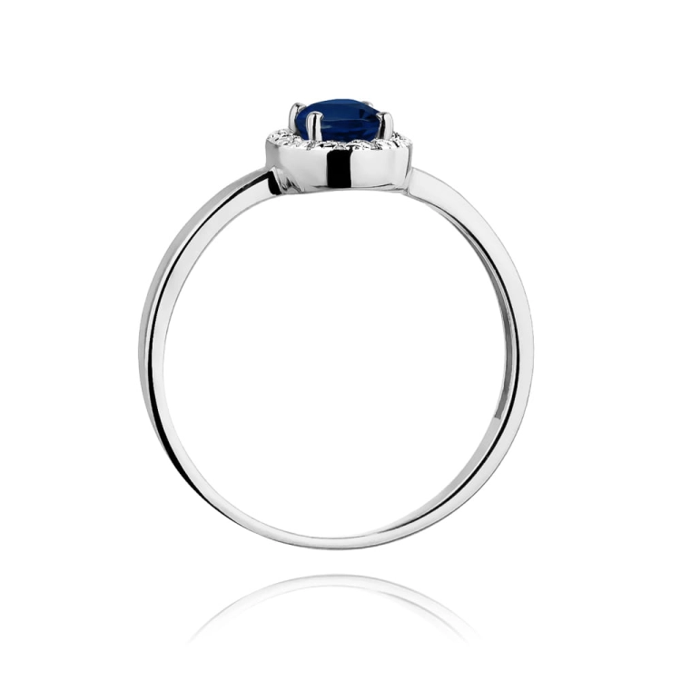 Pierścionek zaręczynowy z białego złota z szafirem i diamentami 0,08ct Fire Of Love