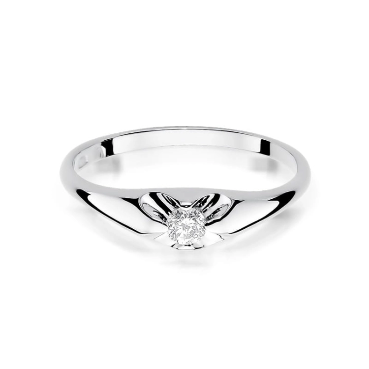 Pierścionek zaręczynowy z białego złota z diamentem 0,10ct Fire Of Love