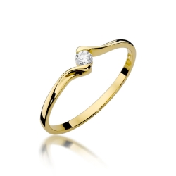 Pierścionek zaręczynowy z żółtego złota z diamentem 0,09ct Fire Of Love
