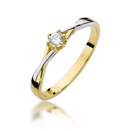 Przejdź do produktu Pierścionek zaręczynowy z żółtego złota z diamentem 0,12ct Fire Of Love