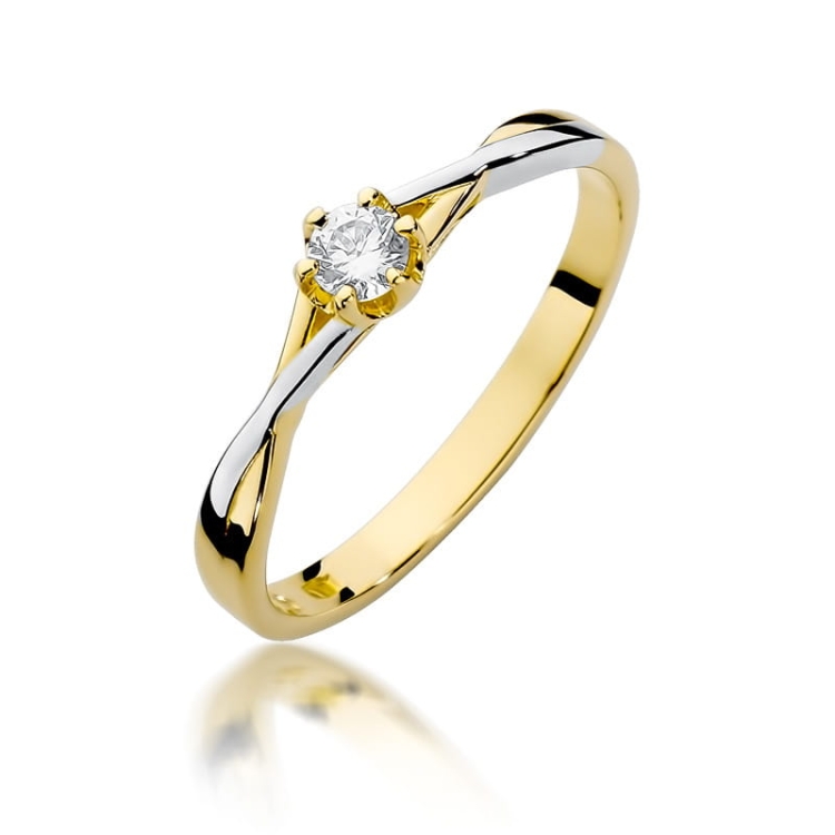 Pierścionek zaręczynowy z żółtego złota z diamentem 0,12ct Fire Of Love