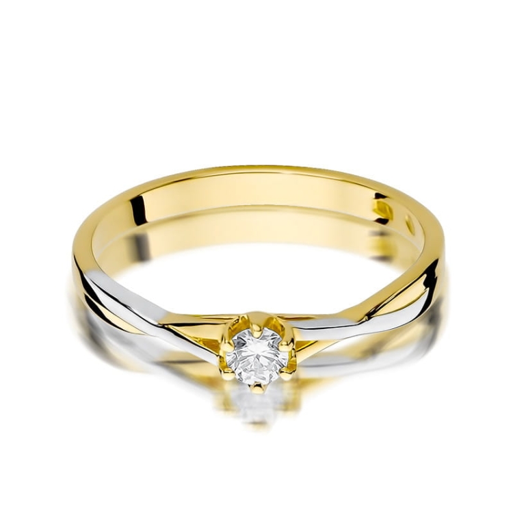 Pierścionek zaręczynowy z żółtego złota z diamentem 0,12ct Fire Of Love