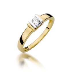 Pierścionek zaręczynowy z żółtego złota z diamentem 0,10ct Fire Of Love